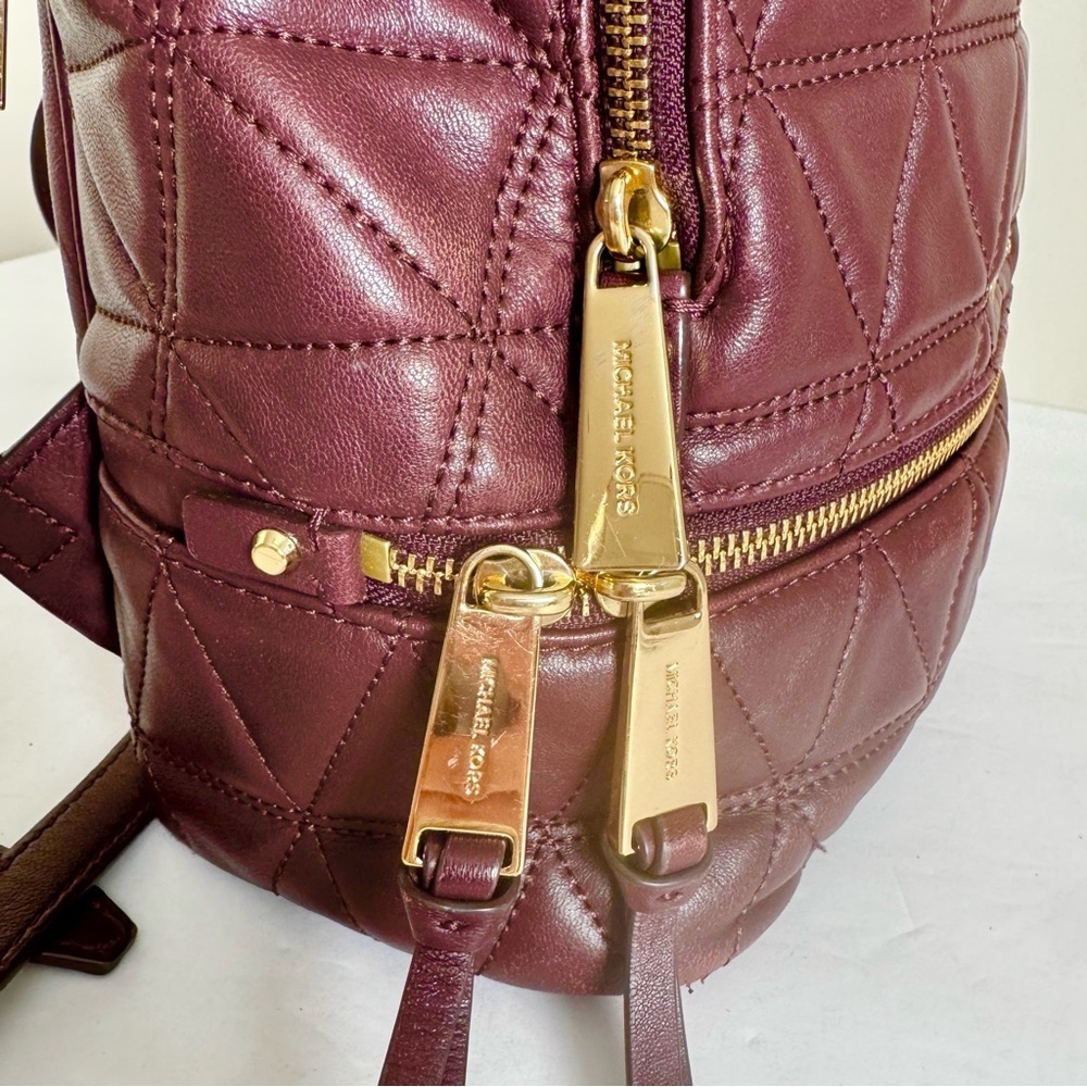 Michael Kors Rhea Medium Quilted Leather Backpack In Barolo - Picture 8 of 16